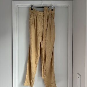 NPL notPERFECTLINEN Camel S/M Boyfriend Loose Pleated Front Pants